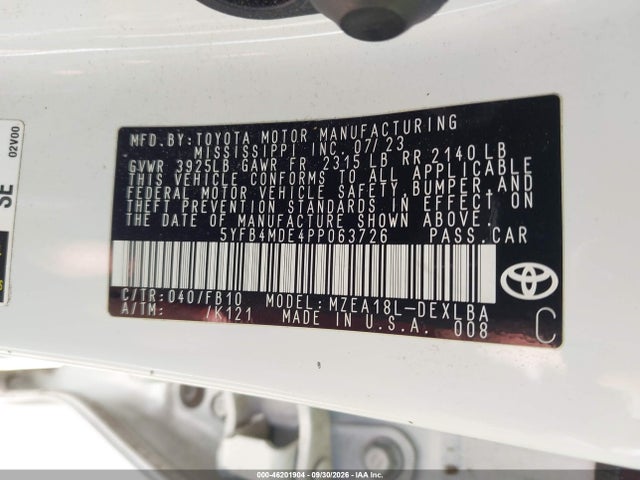 Aukcja sprzedaży 2023 Toyota Corolla Le, vin: 5YFB4MDE4PP063726, numer aukcji: 46201904