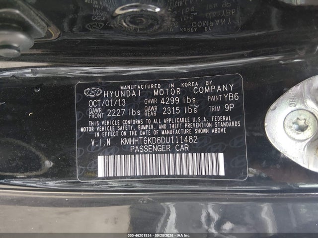 Продаж на аукціоні авто 2013 Hyundai Genesis 2.0t R-spec, vin: KMHHT6KD6DU111482, номер лоту: 46201934