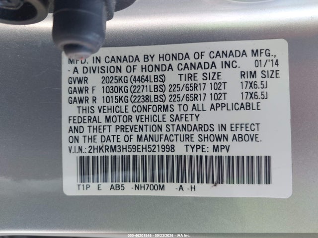 2HKRM3H59EH521998 Honda CR-V EX