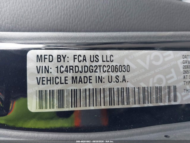 Aukcja sprzedaży 2026 Dodge Durango Gt Plus Awd, vin: 1C4RDJDG2TC206030, numer aukcji: 46201982