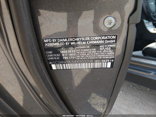 Aukcja sprzedaży 2004 Chrysler Crossfire, vin: 1C3AN69L54X003208, numer aukcji: 46202097