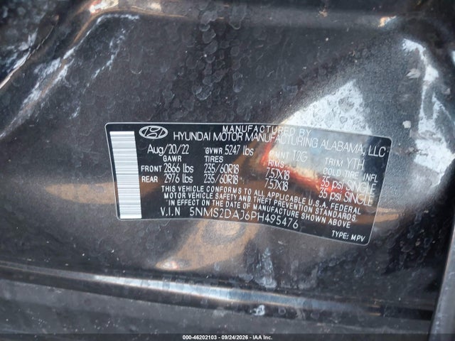 Продажа на аукционе авто 2023 Hyundai Santa Fe Sel, vin: 5NMS2DAJ6PH495476, номер лота: 46202103