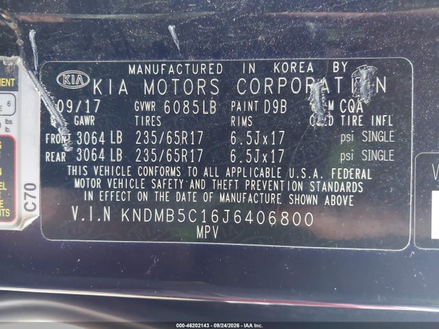Продажа на аукционе авто 2018 Kia Sedona Lx, vin: KNDMB5C16J6406800, номер лота: 46202143