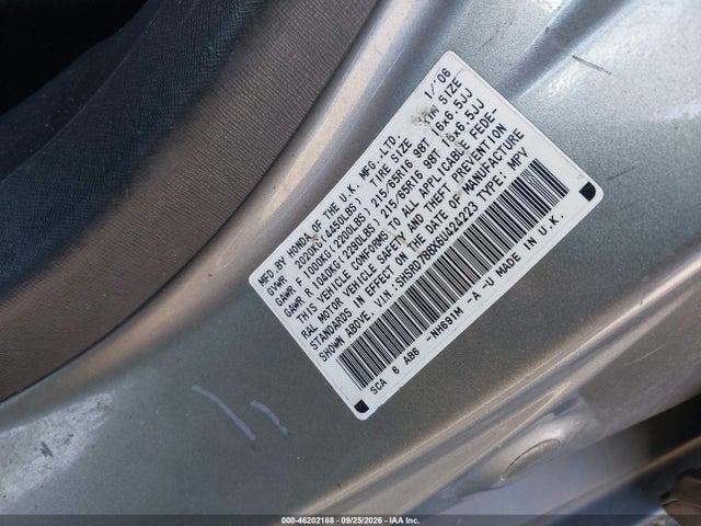 2006 Honda Cr-v Ex მანქანა იყიდება აუქციონზე, vin: SHSRD788X6U424223, აუქციონის ნომერი: 46202168