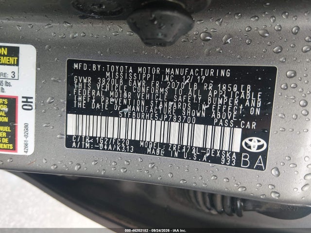 Продажа на аукционе авто 2018 Toyota Corolla Se, vin: 5YFBURHE5JP783700, номер лота: 46202182