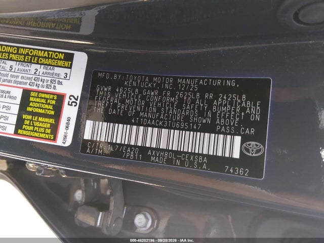 4T1DAACK3TU695147 Toyota CAMRY SE