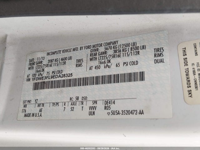 Продаж на аукціоні авто 2014 Ford E-350 Cutaway, vin: 1FDWE3FL9EDA28325, номер лоту: 46202253