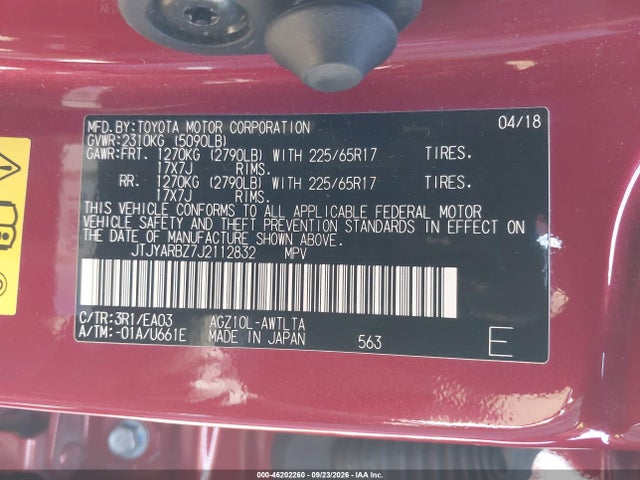 46202260 :رقم المزاد ، JTJYARBZ7J2112832 vin ، 2018 Lexus Nx 300 مزاد بيع