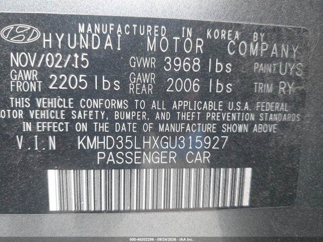 Aukcja sprzedaży 2016 Hyundai Elantra Gt, vin: KMHD35LHXGU315927, numer aukcji: 46202296