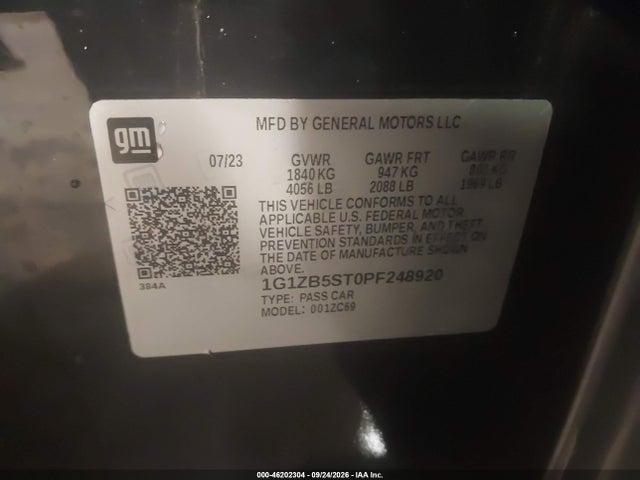 46202304 :رقم المزاد ، 1G1ZB5ST0PF248920 vin ، 2023 Chevrolet Malibu Fwd Ls مزاد بيع