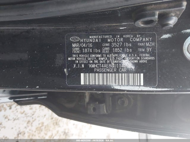 Продаж на аукціоні авто 2016 Hyundai Accent Se, vin: KMHCT4AE8GU114302, номер лоту: 46202308