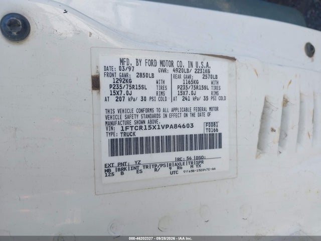 Продаж на аукціоні авто 1997 Ford Ranger Splash/stx/xlt, vin: 1FTCR15X1VPA84603, номер лоту: 46202327