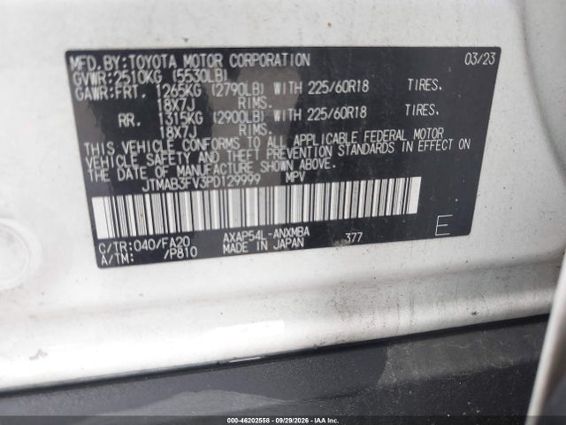 46202558 :رقم المزاد ، JTMAB3FV3PD129999 vin ، 2023 Toyota Rav4 Prime Se مزاد بيع