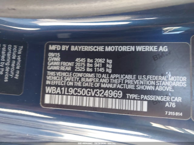 Aukcja sprzedaży 2016 Bmw 228i Xdrive, vin: WBA1L9C50GV324969, numer aukcji: 46202562