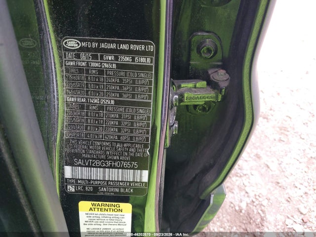 Продаж на аукціоні авто 2015 Land Rover Range Rover Evoque Dynamic, vin: SALVT2BG3FH076575, номер лоту: 46202570