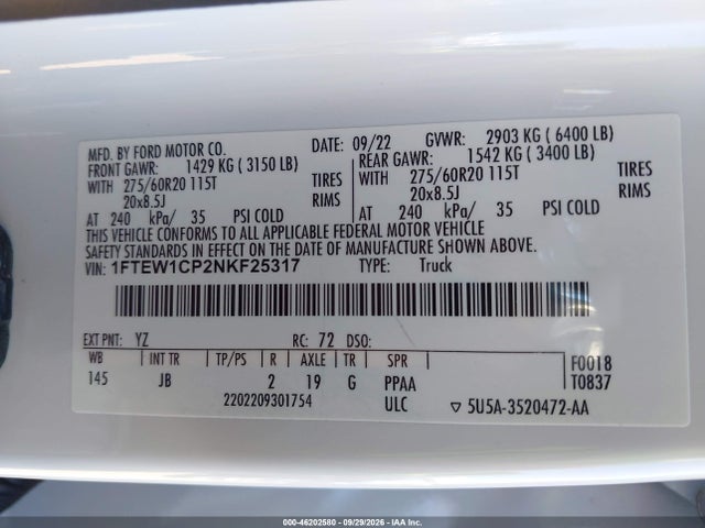 Ford F-150 Xl 2022 1FTEW1CP2NKF25317 Image 9