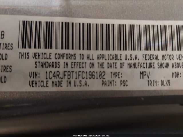 Aukcja sprzedaży 2015 Jeep Grand Cherokee Limited, vin: 1C4RJFBT1FC196102, numer aukcji: 46202595