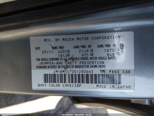 JM1BM1U70G1280663 Mazda Mazda3 I Sport