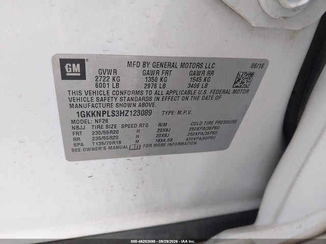 Продаж на аукціоні авто 2017 Gmc Acadia Denali, vin: 1GKKNPLS3HZ123089, номер лоту: 46202698