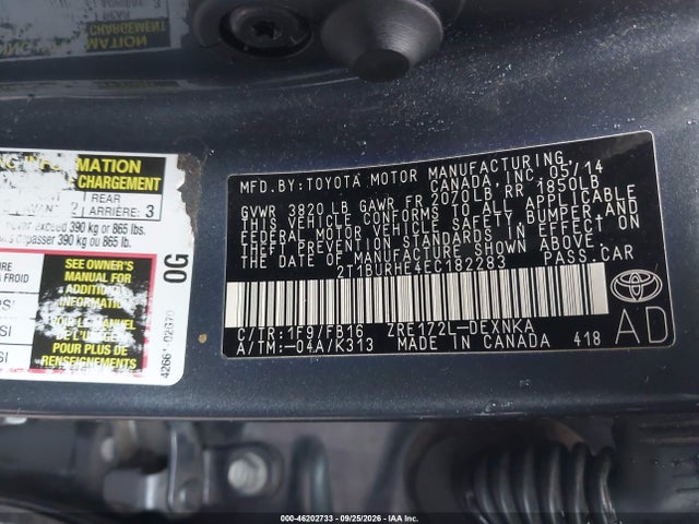 Toyota COROLLA LE 2014 2T1BURHE4EC182283 Image 9