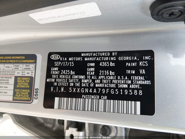 Aukcja sprzedaży 2015 Kia Optima Ex, vin: 5XXGN4A79FG519588, numer aukcji: 46202735