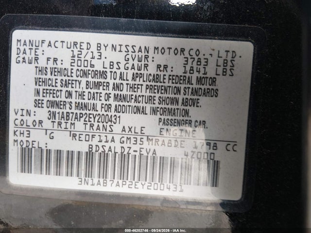 Nissan SENTRA SV 2014 3N1AB7AP2EY200431 Image 9