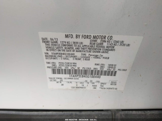 1FAHP2E84EG100440 Ford TAURUS SEL