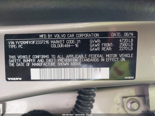 Продажа на аукционе авто 2015 Volvo S60 T5 Drive-e Premier, vin: YV126MFK9F2337216, номер лота: 46202801