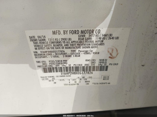 Продаж на аукціоні авто 2014 Ford Taurus Sel, vin: 1FAHP2H8XEG177826, номер лоту: 46202811