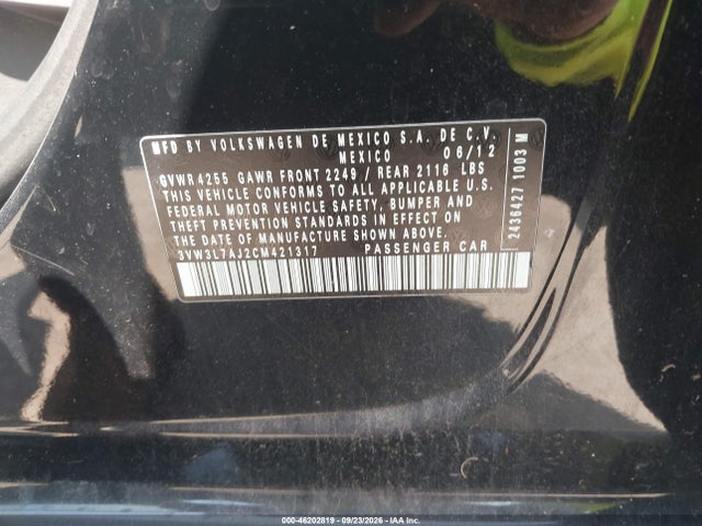 Aukcja sprzedaży 2012 Volkswagen Jetta 2.0l Tdi, vin: 3VW3L7AJ2CM421317, numer aukcji: 46202819
