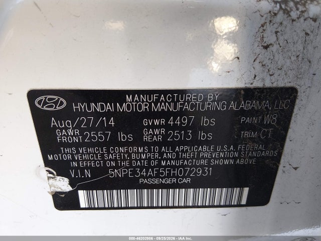 Продаж на аукціоні авто 2015 Hyundai Sonata 2.4l Sport, vin: 5NPE34AF5FH072931, номер лоту: 46202986