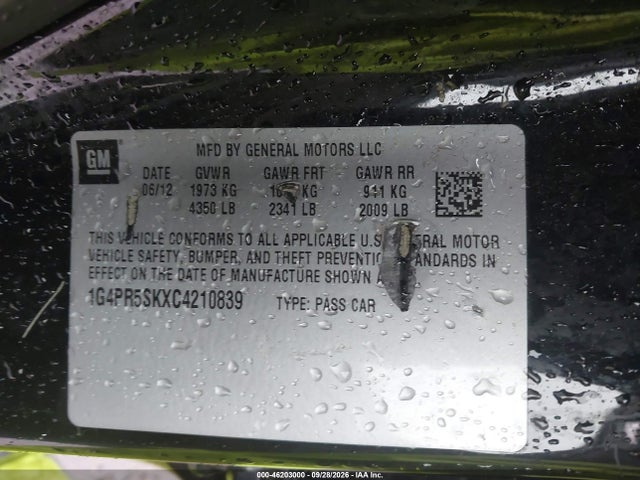 Продаж на аукціоні авто 2012 Buick Verano Convenience Group, vin: 1G4PR5SKXC4210839, номер лоту: 46203000