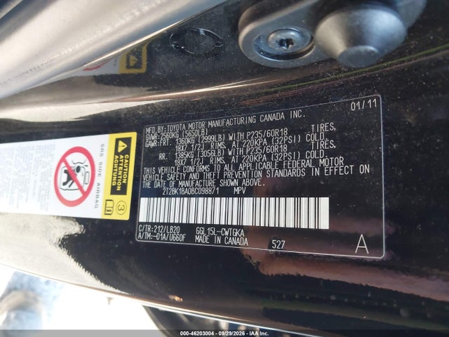 Продаж на аукціоні авто 2011 Lexus Rx 350, vin: 2T2BK1BA0BC098871, номер лоту: 46203004
