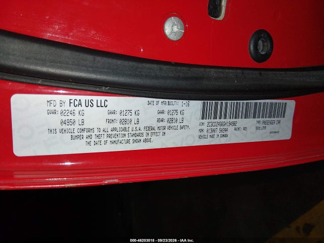 Aukcja sprzedaży 2016 Dodge Challenger Sxt, vin: 2C3CDZAG6GH194982, numer aukcji: 46203018