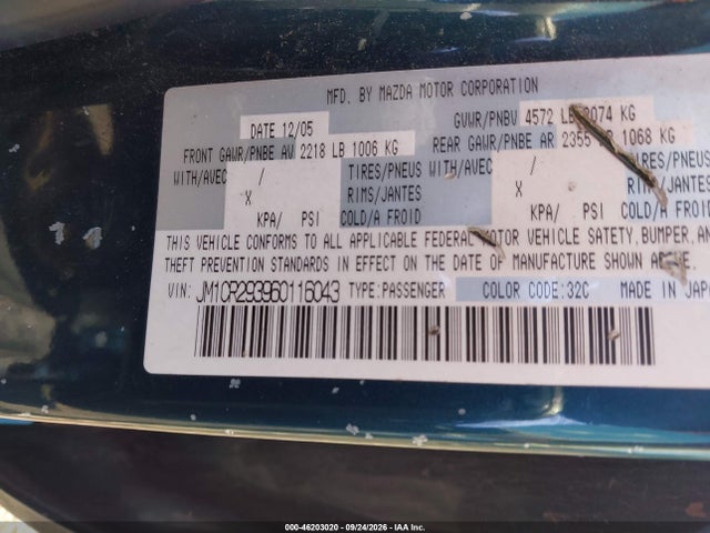 Продаж на аукціоні авто 2006 Mazda Mazda5 Sport, vin: JM1CR293960116043, номер лоту: 46203020