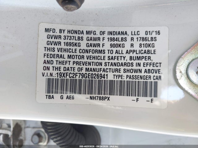 Honda CIVIC EX 2016 19XFC2F79GE026941 Image 9