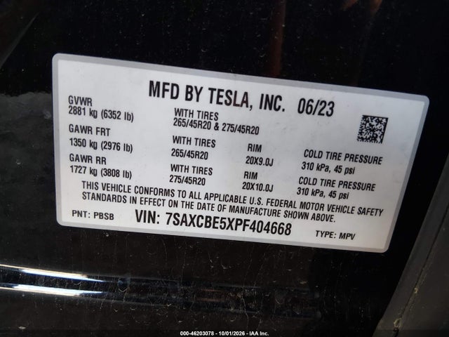 Tesla Model X Dual Motor All-wheel Drive/standard Range 2023 7SAXCBE5XPF404668 Image 9