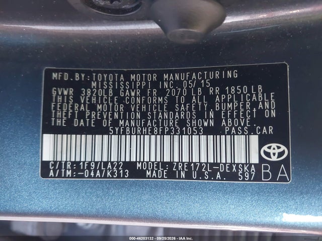 Продаж на аукціоні авто 2015 Toyota Corolla S Premium, vin: 5YFBURHE8FP331053, номер лоту: 46203132