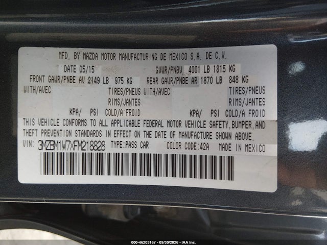 3MZBM1W7XFM218828 Mazda Mazda3 I Grand Touring