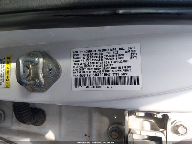 Продаж на аукціоні авто 2012 Honda Crosstour Ex-l, vin: 5J6TF2H53CL001647, номер лоту: 46203191
