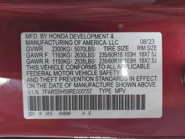 Продажа на аукционе авто 2024 Honda Cr-v Hybrid Sport, vin: 7FARS5H59RE006557, номер лота: 46203201