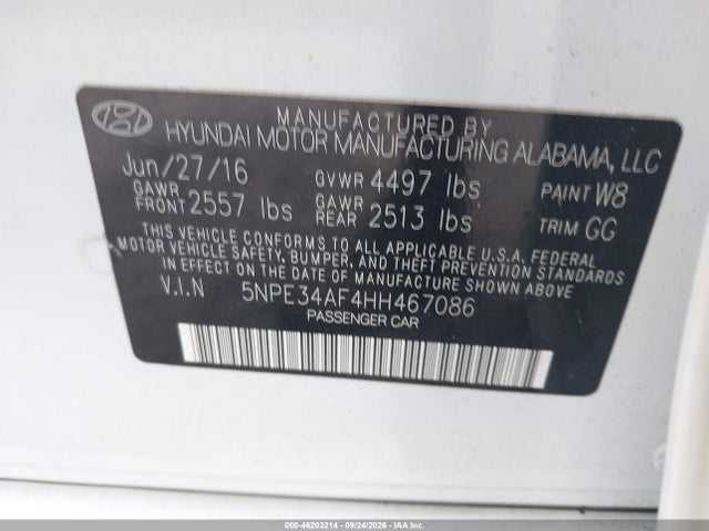 Продажа на аукционе авто 2017 Hyundai Sonata Limited, vin: 5NPE34AF4HH467086, номер лота: 46203214