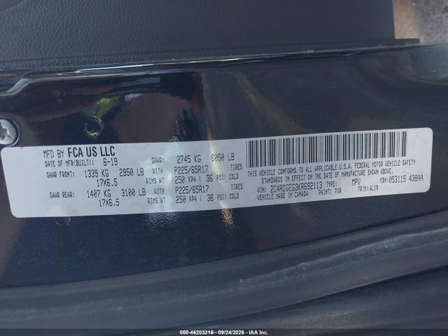 Продаж на аукціоні авто 2019 Dodge Grand Caravan Gt, vin: 2C4RDGEG3KR692113, номер лоту: 46203216
