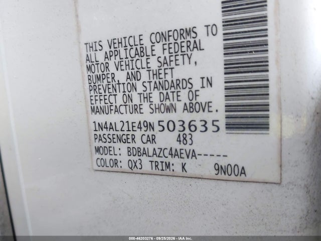 Aukcja sprzedaży 2009 Nissan Altima 2.5, vin: 1N4AL21E49N503635, numer aukcji: 46203276