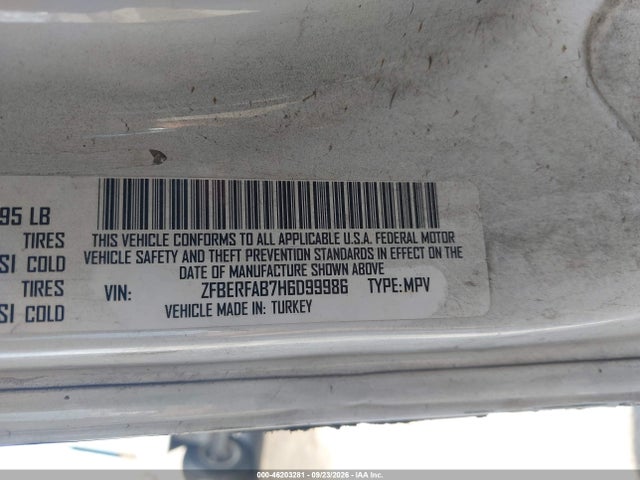 46203281 :رقم المزاد ، ZFBERFAB7H6D99986 vin ، 2017 Ram Promaster City Tradesman مزاد بيع