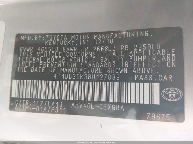 Продажа на аукционе авто 2011 Toyota Camry Hybrid, vin: 4T1BB3EK9BU127089, номер лота: 46203296