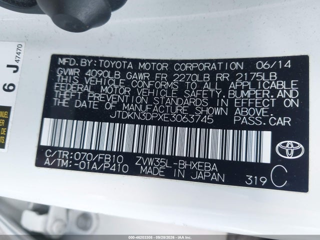 Toyota PRIUS PLUG-IN 2014 JTDKN3DPXE3063745 Image 9
