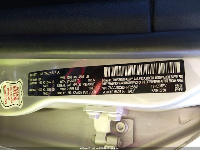 Продаж на аукціоні авто 2017 Jeep Renegade Trailhawk 4x4, vin: ZACCJBCB5HPF25841, номер лоту: 46203312