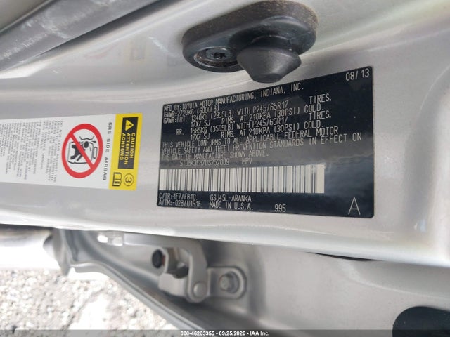 Aukcja sprzedaży 2013 Toyota Highlander Base V6, vin: 5TDBK3EH7DS252009, numer aukcji: 46203355