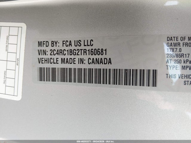 Aukcja sprzedaży 2026 Chrysler Pacifica Select, vin: 2C4RC1BG2TR160681, numer aukcji: 46203371